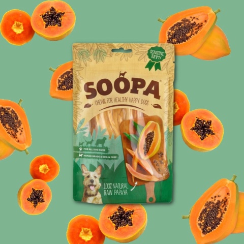 SOOPA Chews Papaya – Przysmaki z papai do żucia dla psów - 100 g