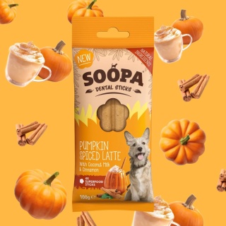 SOOPA Pumpkin Spiced Latte Dental Sticks- wegetarianskie przysmaki dentystyczne dla psa - Pumpkin Spiced Latte