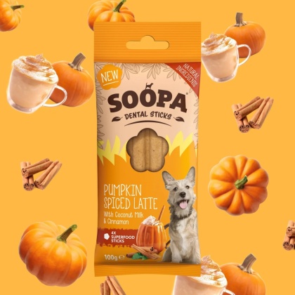 SOOPA Pumpkin Spiced Latte Dental Sticks- wegetarianskie przysmaki dentystyczne dla psa - Pumpkin Spiced Latte