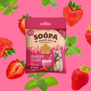 SOOPA Strawberry Dog-Quiri Healthy Bites – wege przysmaki dla psa z truskawką i miętą – 50g
