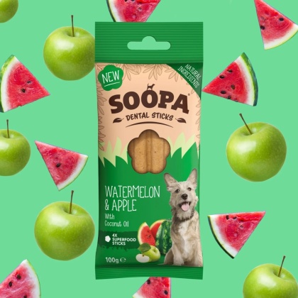 SOOPA Watermelon & Apple Dental Sticks - wege gryzaki dentystyczne dla psa - arbuz i jabłko