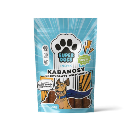 SUPERDOGS Skrzydlaty Wojownik – kabanosy z indyka dla psa - 100g