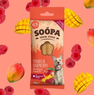 Soopa Mango & Raspberry Dental Sticks – wege gryzak dentystyczny dla psa (100 g)