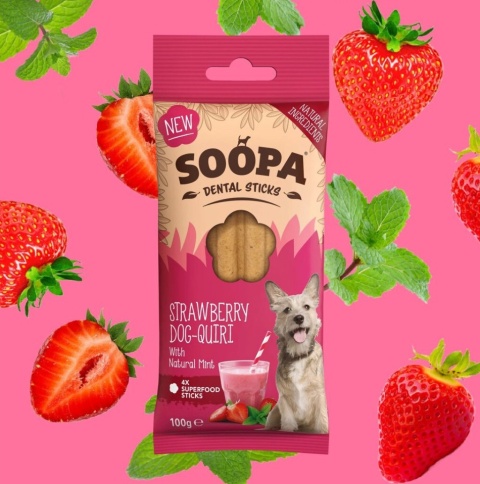Soopa Strawberry Dog-Quiri Dental Sticks – wege gryzak dentystyczny dla psa (100 g) Soopa Strawberry Dog-Quiri Dental Sticks – wege gryzak dentystyczny dla psa (100 g)