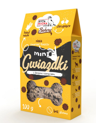 Syta Micha - Ciastka dla psa Mini gwiazdki z dziczyzną i czarnym bzem 100g