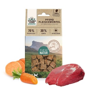 WILDES LAND DOG Fleischwürfel Pferd - kostki z mięsa koniny - przysmaki dla psów (100g)