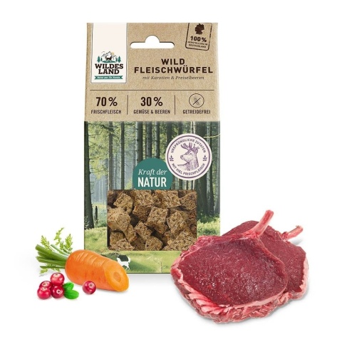 WILDES LAND DOG Fleischwürfel Wild - kostki z mięsa jelenia i sarny - przysmaki dla psów (100g) WILDES LAND DOG Fleischwürfel Wild - kostki z mięsa jelenia i sarny - przysmaki dla psów (100g)