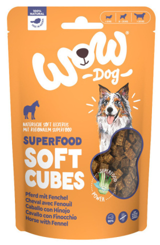 WOW Superfood Soft Cubes Pferd - konina z koprem włoskim miękkie przysmaki dla psa (150g)