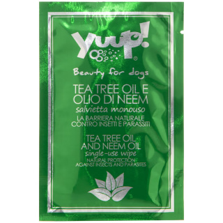 Yuup! Tea Tree and Neem Oil Wipes – chusteczki odstraszające insekty i pasożyty dla psa i kota – 1 szt.