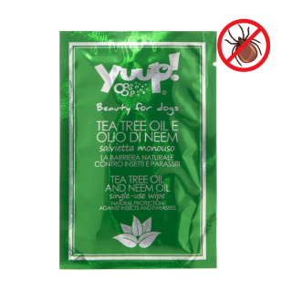 Yuup! Tea Tree and Neem Oil Wipes – chusteczki odstraszające insekty i pasożyty dla psa i kota – 1 szt.