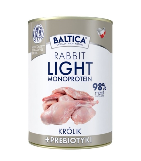 BALTICA Nutraceutic Rabbit Light 400g karma mokra dla psów o obniżonej zawartości tłuszczu 15%