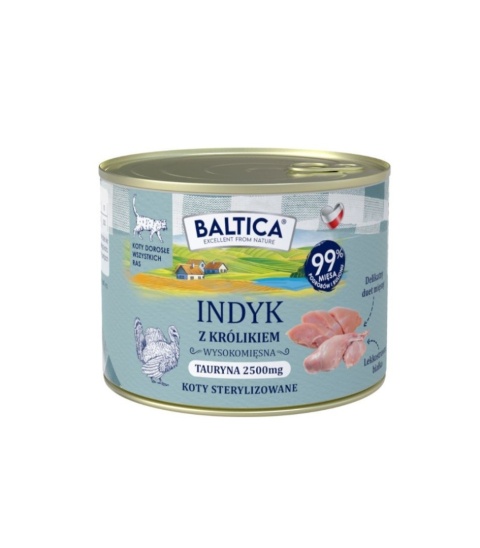 BALTICA SMAKI REGIONÓW - karma mokra - Kot dorosły Indyk z królikiem 185g