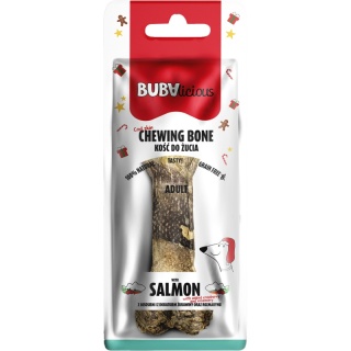 BUBAlicious XMAS kość do żucia ze skóry dorsza z dodatkiem łososia, żurawiny i rozmarynu 17cm