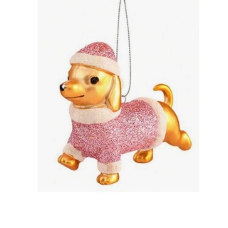 Bombka choinkowa premium - brokatowy jamniczek