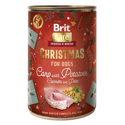 Brit Care Christmas – Karp z ziemniakami, marchewką i groszkiem – świąteczna karma mokra dla psa 400 g