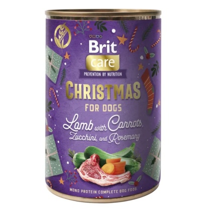 Brit Care Christmas – jagnięcina z marchewką, cukinią i rozmarynem – świąteczna karma dla psa 400 g
