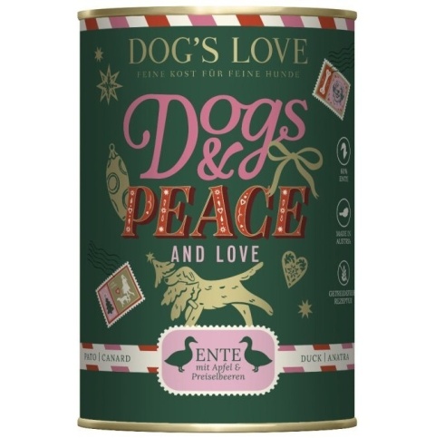 DOG'S LOVE Winter Menu Ente – Kaczka z jabłkami i żurawiną – świąteczna karma dla psa (400 g)