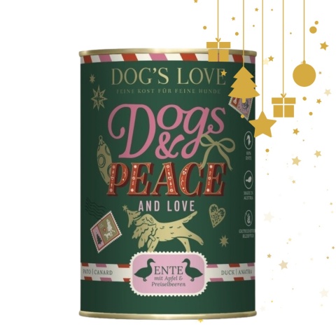 DOG'S LOVE Winter Menu Ente – Kaczka z jabłkami i żurawiną – świąteczna karma dla psa (400 g)