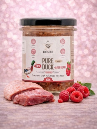DOGSTAR Pure Duck – karma mokra z kaczką i malinami dla psa – 300 g