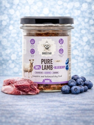 DOGSTAR Pure Lamb - karma mokra dla psa jagnięcina z borówkami - 300g