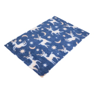 Dry Bed 28 mm – granatowy w renifery – świąteczne, antypoślizgowe legowisko dla psa i kota - 100x75cm