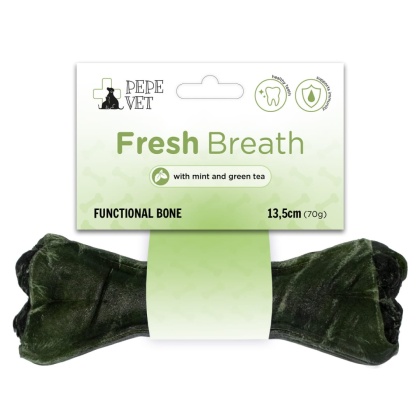 PEPE VET – Kość do żucia dla psa Fresh Breath 13,5 cm z Mięta, Zielona Herbatą i Spiruliną