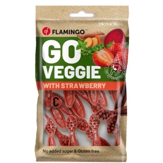 Flamingo Go Veggie Snacks with Strawberry 120g – wegańska przekąska dentystyczna dla psa (truskawka)