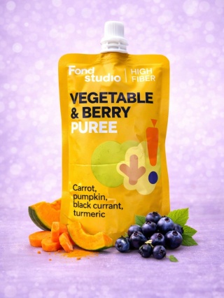 Food Studio Chefs PUREE dla psów WARZYWNO-OWOCOWE z marchewką, dynią, czarną porzeczką i kurkumą 150ml