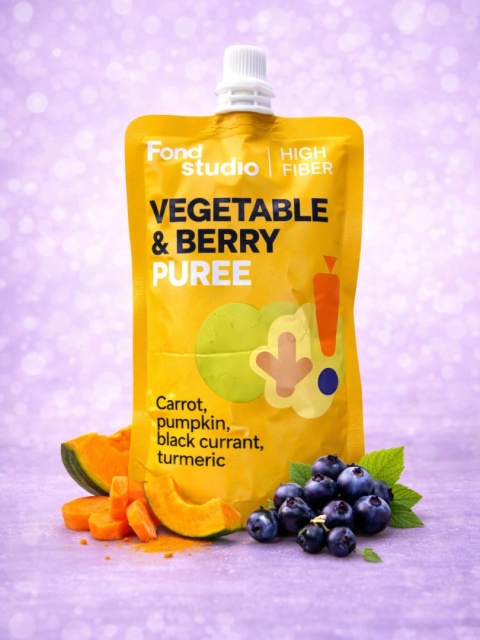 Food Studio Chefs PUREE dla psów WARZYWNO-OWOCOWE z marchewką, dynią, czarną porzeczką i kurkumą 150ml