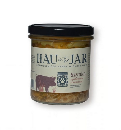 Hau in the Jar mokra karma dla psa – szynka z patisonem i brokułami 350g