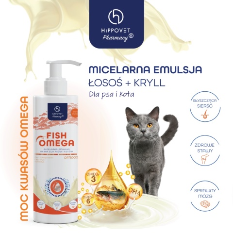 Hippovet Pharmacy Omega Fish – emulsja rybna dla psów i kotów – 250 ml