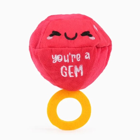 HugSmart – Woof Love – Vday Ring 13 cm  Zabawka dla psa z piłką jeżową – zabawka i piłka 2w1