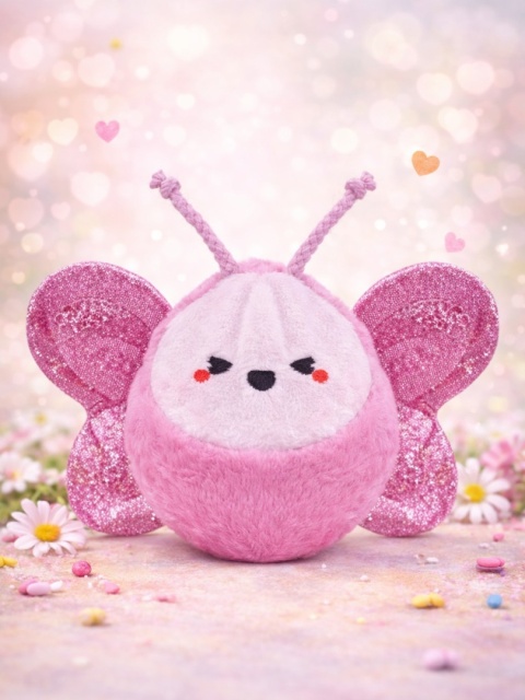 Hugsmart Puppy Garden Butterfly Ball – zabawka dla psa 2w1 z piłką - brokatowy motylek