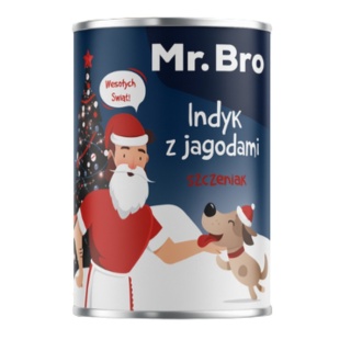 Mr. Bro Indyk z Jagodami – edycja świąteczna - karma mokra dla szczeniąt – 400 g