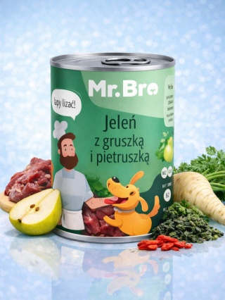 Mr. Bro Jeleń z Gruszką i pietruszką – Monoproteinowa karma mokra - 400g