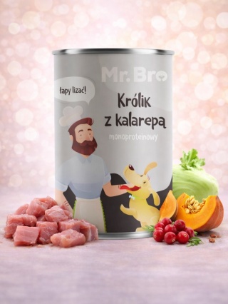 Mr. Bro Królik z Kalarepą 400g – Monoproteinowa karma mokra dla psa