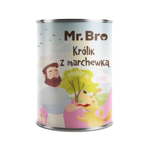 Mr. Bro LIGHT Królik z Marchewką z Prebiotykami - niskotłuszczowa karma mokra dla psa - 400g
