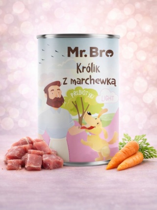 Mr. Bro LIGHT Królik z Marchewką z Prebiotykami - niskotłuszczowa karma mokra dla psa - 400g