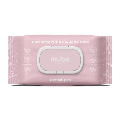 Mubo Chlorhexidine & Aloe Vera Pet Wipes 100 szt. – chusteczki z chlorheksydyną i aloesem dla psa i kota 15 x30 cm