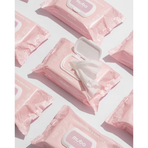 Mubo Chlorhexidine & Aloe Vera Pet Wipes 40 szt. – chusteczki z chlorheksydyną i aloesem dla psa i kota 20x30 cm