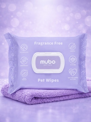 Mubo Fragrance Free Pet Wipes 100szt. - bezzapachowe chusteczki z aloesem dla psa i kota, 15x30cm