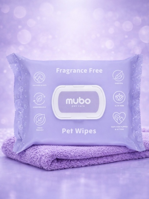 Mubo Fragrance Free Pet Wipes 100szt. - bezzapachowe chusteczki z aloesem dla psa i kota, 15x30cm