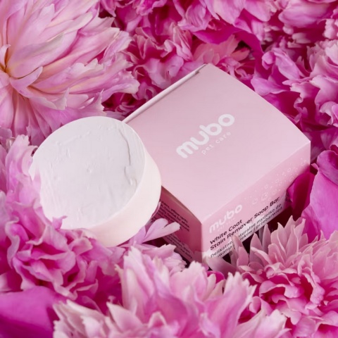 Mubo White Coat Stain Remover Soap Bar 40g - naturalne mydełko na zacieki u psa i kota