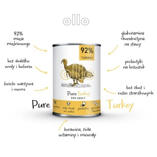 Ollo - Pure Turkey - Karma Mokra dla Psa - Indyk - 850g