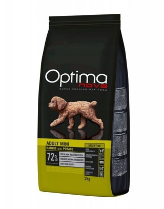 Optimanova adult MINI – Karma sucha dla psów z alergią i nietolerancją pokarmową – Królik 2 kg