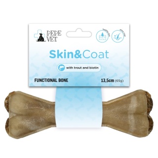 PEPE VET – Kość do żucia dla psa Skin&Coat 13,5 cm z pstrągiem i biotyną