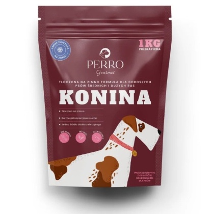PERRO Gourmet Konina – Karma tłoczona na zimno dla psów dorosłych średnich i dużych ras 1kg