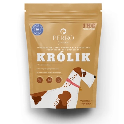 PERRO Gourmet Królik - Karma tłoczona na zimno dla psów dorosłych średnich i dużych ras 1kg