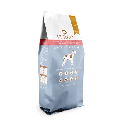 PERRO Karma sucha Indyk z batatami - bezzbożowa formuła dla psów dorosłych średnich i dużych ras 3 kg
