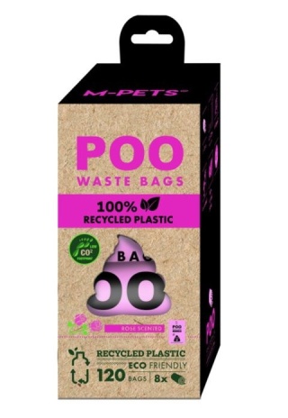 POO – woreczki na psie odchody z recyklingu, 100% Recycled Plastic – Róża /(120 szt)